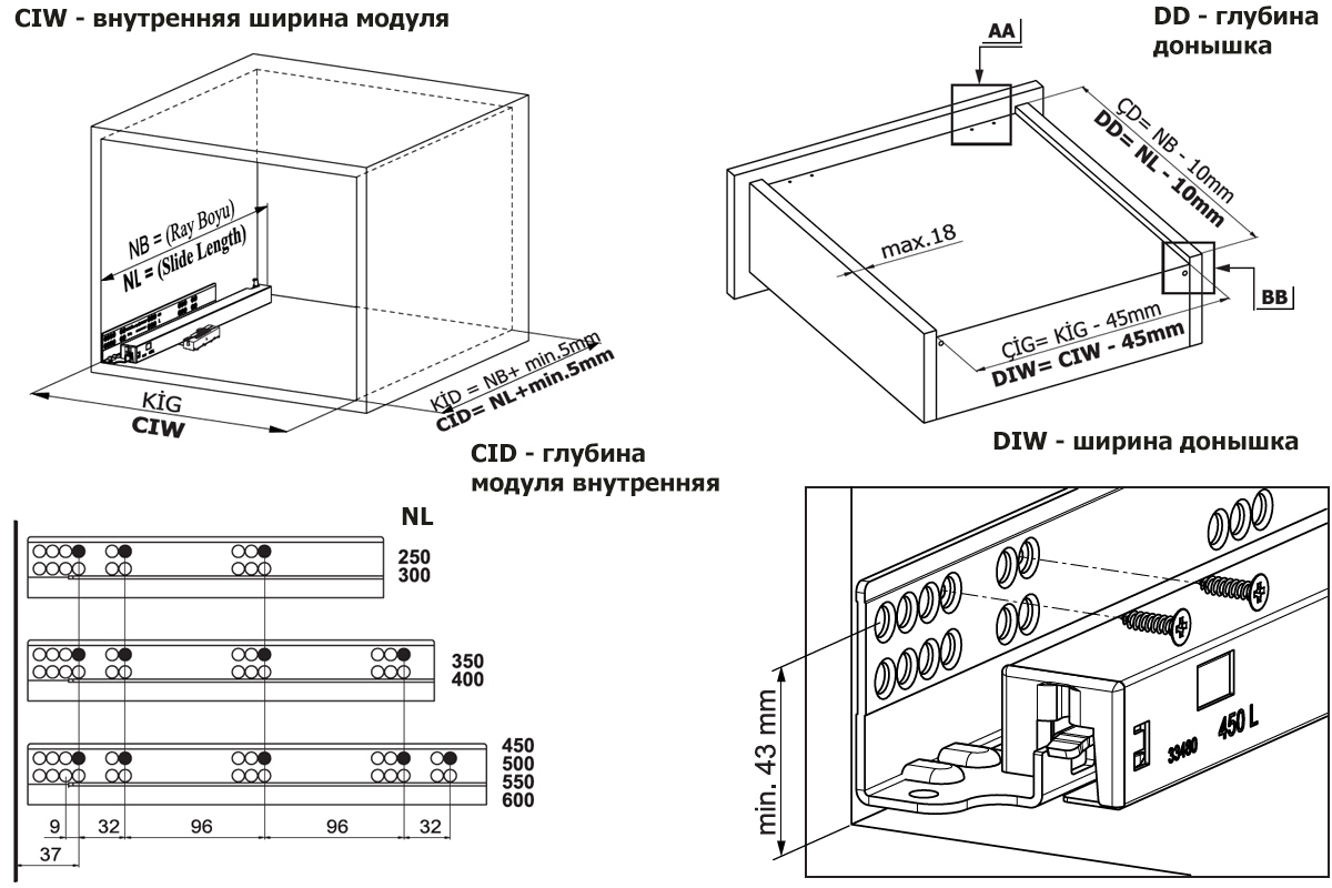 Направл. скрыт. монт. SAMET Smart Slide (Push-Open + довод), 400мм ( +  выписывать фикс 6070+5776)0, 5776) — Мастеровой